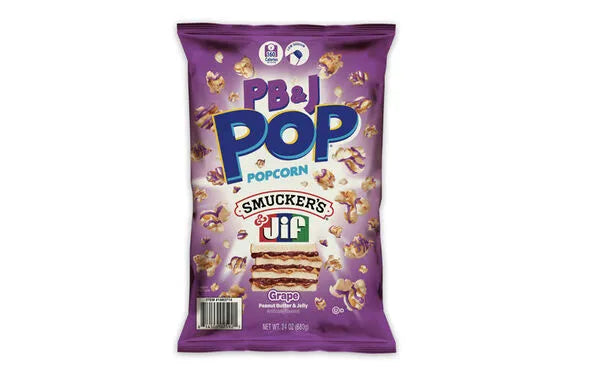 Popkorns PB&J ar zemesriekstu sviesta un vīnogu želejas garšu