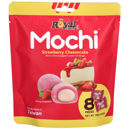 Royal Family Mochi rīsu kūciņas ar zemeņu siera kūkas pildījumu