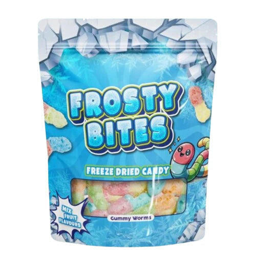 Frosty Bites liofilizētas gumijas konfektes ar augļu garšu Gummy Worms