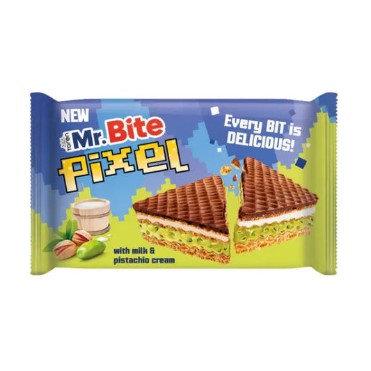 Tören Mr.Bite Pixel vafeļu batoniņš ar pistāciju krēmu